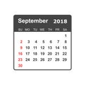 September 2018 calendar. Calendar planner design template. Week Royalty Free Stock Photo