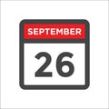 September 26 calendar icon with day and month