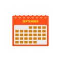 September Calendar Icon Set. Royalty Free Stock Photo