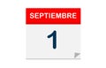 september 1 calendar icons written in spanish