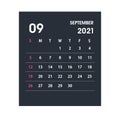 September 2021 Calendar Leaf