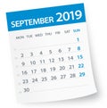 September 2019 Calendar Leaf - Vector Illustration