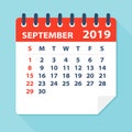 September 2019 Calendar Leaf - Vector Illustration