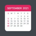 September 2021 Calendar Leaf - Vector template graphic Illustration