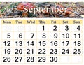 September 2022 Calendar for organizer to plan and reminder on nature background