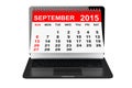 September 2015 calendar over laptop screen