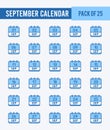 25 September Calendar. Two Color icons Pack. vector illustration