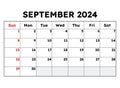 September 2024 calendar. Vector illustration. Monthly planning for your business