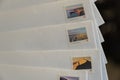 9 september 2021 - Calgary Alberta Canada - Canada Postage stamps on envelopes for mail Royalty Free Stock Photo