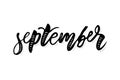 September Calligraphy Lettering Day Month Vector Brush