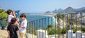 7 September 2016. Children looking through the telescope at the beautiful view of Copacabana beach, Rio de Janeiro, Brazil