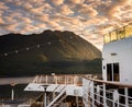 September 17, 2018 - Clarence Strait, AK: Early morniing on stern decks of cruise ship The Volendam, near Ketchikan.