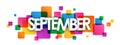 SEPTEMBER colorful overlapping squares banner Royalty Free Stock Photo