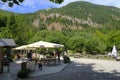 September 2022 Corniglio, Italy: Shelter with tourists. National park Appennino Tosco-Emiliano, Lagdei, Emilia-Romagna