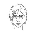 September 19, 2017: Creative portrait of John Lennon, musician from Beatles. Line art vector illustration