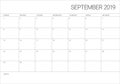 September 2019 desk calendar vector illustration