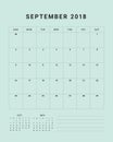 September 2018 desk calendar vector illustration