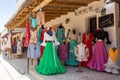 September 9, 2019, El Rocio, Andalusia, Spain. Shop with traditional colorful spanish flamenco dresses