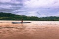 September 21, 2014: Fisherman in the Mekong river, Laos