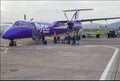 A FlyBe Dash 8 Commercial Airliner at George Best City Airport