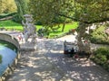 Garden paths with snack cart inside Antwerp Zoo, Belgium