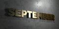 September - Gold sign mounted on glossy marble wall - 3D rendered royalty free stock illustration