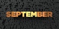 September - Gold text on black background - 3D rendered royalty free stock picture