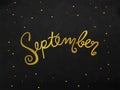 September handwriting lettering gold black abstract background illustration