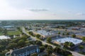 Aerial view shopping mall lot near 45 interchanges view in Houston city Texas USA