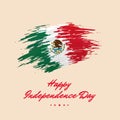 September 16, independence day mexico, vector template. Mexican flag painted with brush strokes on a light background. Mexico Royalty Free Stock Photo