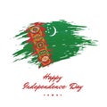 September 27, independence day turkmenistan, vector template. Turkmen flag painted with brush strokes on light background Royalty Free Stock Photo