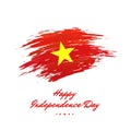 September 2, independence day vietnam, vector template. Vietnamese flag painted with brush strokes on a light background. Vietnam
