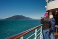 September 14, 2018 - Inside Passage, AK: Cruise travelers photographing scenery.