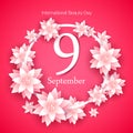 9 September - International beauty day. Paper flowers frame.