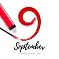 9 September - International beauty day. Red smear and lip gloss.