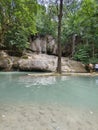 04 September 2023 - Kanchanaburi Thailand :Saiyok Noi waterfall with clear water, nature attraction.