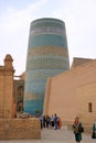 Unfinished turquoise-tiled Kalta Minor Minaret at Ichan Kala - Khiva, Uzbekistan