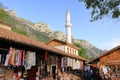 September 22 2023 - Kruja, Albania: People are walking on a pedestrian street in center the village Royalty Free Stock Photo