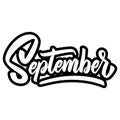 September. Lettering phrase isolated on white. Design element for poster, card, banner, sign. Royalty Free Stock Photo