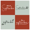 September Lettering various type autum season