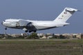 4 September 2015, Luqa, Malta: C-17 landing. Royalty Free Stock Photo