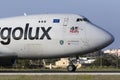 3 September 2015, Luqa, Malta: Jumbojet about to take off. Royalty Free Stock Photo