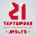 September 21, Malta Independence Day congratulatory design with Maltese flag elements. Vector illustration