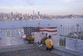 September 11, 2001 Memorial on rooftop looking over Weehawken, New Jersey, New York City, NY Royalty Free Stock Photo