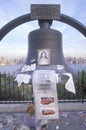 September 11, 2001 Memorial on rooftop looking over Weehawken, New Jersey, New York City, NY