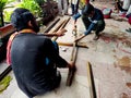 Metal welders are doing welding work at chandni chowk, delhi, india