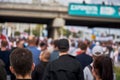 September 13 2020 Minsk Belarus Large peaceful demonstration against election fraud, with participants marching down the Royalty Free Stock Photo