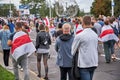 September 13 2020 Minsk A peaceful demonstration is taking place on the street with a large number of participants Royalty Free Stock Photo