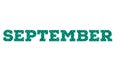 September month lettering typograph green colour isolated on white Royalty Free Stock Photo