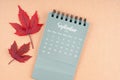 September 2024 monthly calendar and fall leaves